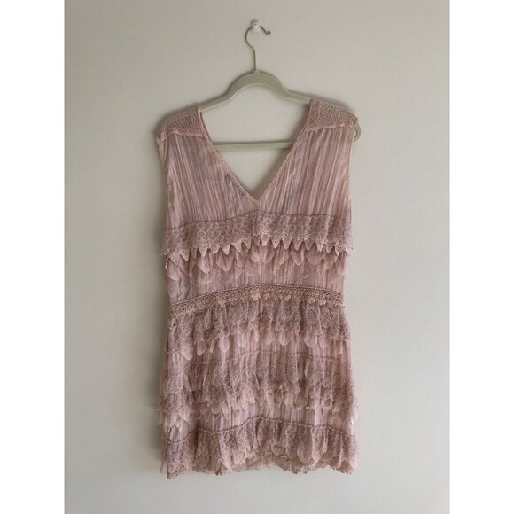 Bianca Nygard ,Lacy Dress Petite 12 Blush Pink -Flapper, BOHO, whimsy fairy y2k - Picture 6 of 16